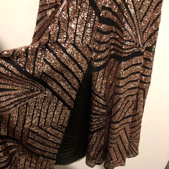 Gorgeous Black and Rose Gold/Bronze Sequin Gown - Picture 7 of 8